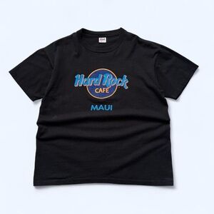 Vintage 1990s Anvil Black Hard Rock Cafe Maui Hawaii T-Shirt XL